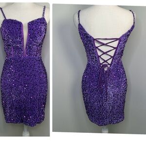 NEW Sequined Cocktail Party Dress purple size 2 mini